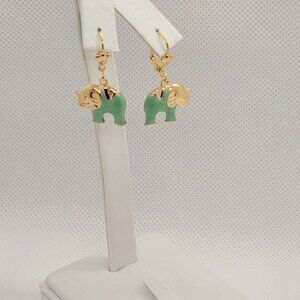 Brand New Brazilian 18k Gold Filled Light Green Elephant Earrings